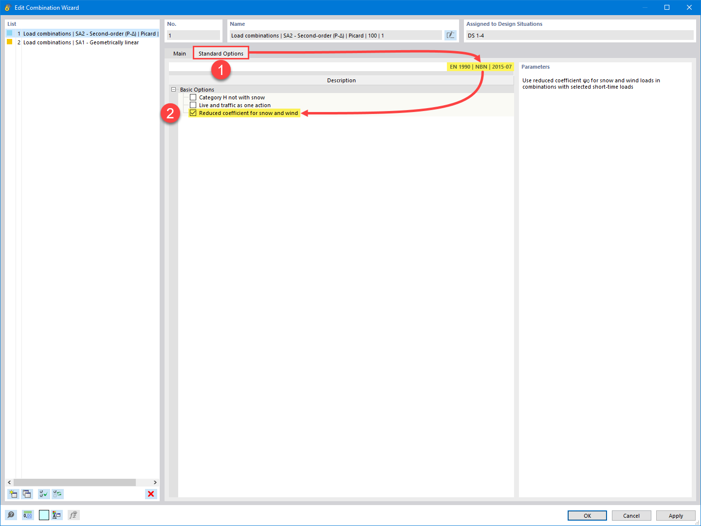 FAQ 005561 | How is it possible to consider snow and wind loads with short-term actions according to NBN EN 1990?
