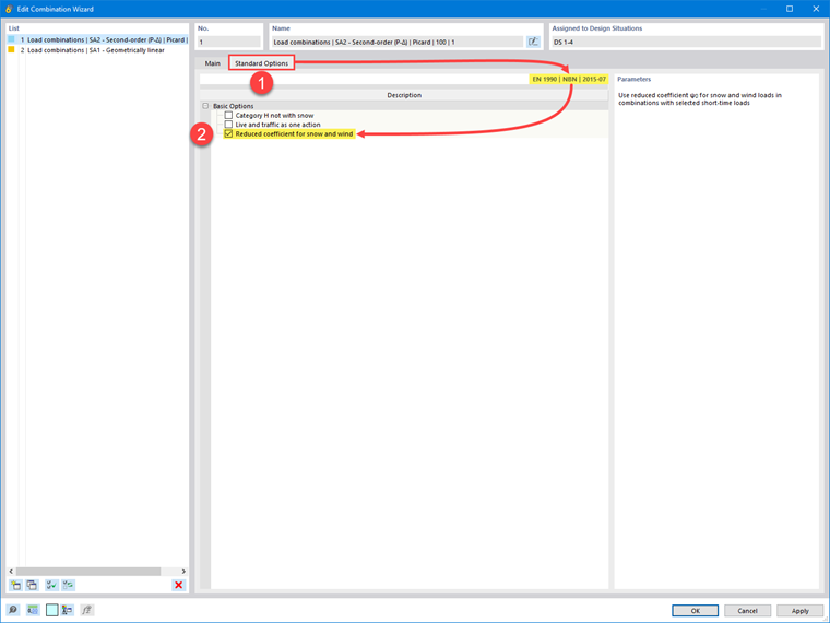 FAQ 005561 | How is it possible to consider snow and wind loads with short-term actions according to NBN EN 1990?