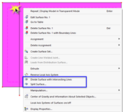 Shortcut Menu with Functions for Dividing Surface