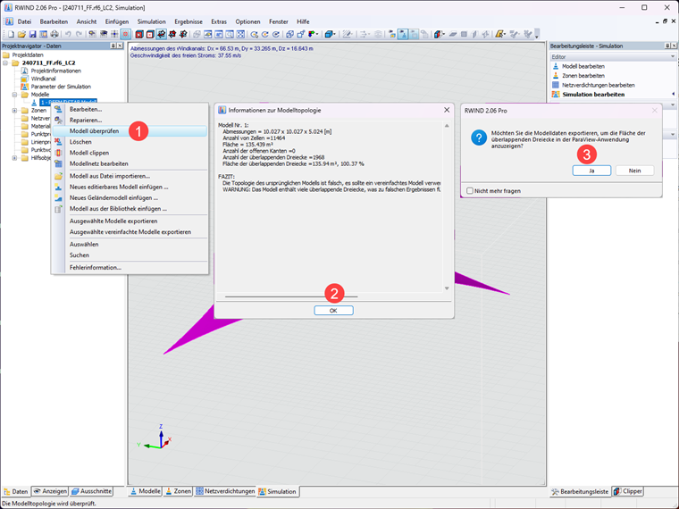 FAQ 005570 | When importing a model to RWIND, I get a message about overlapping triangles. What should I pay attention to?
