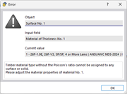 FAQ 005576 | Why do I get an error message about invalid material when defining timber surfaces?