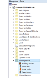 Category "Building Model" in Navigator – Data