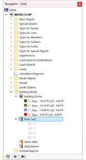 Floor Sets in Navigator – Data