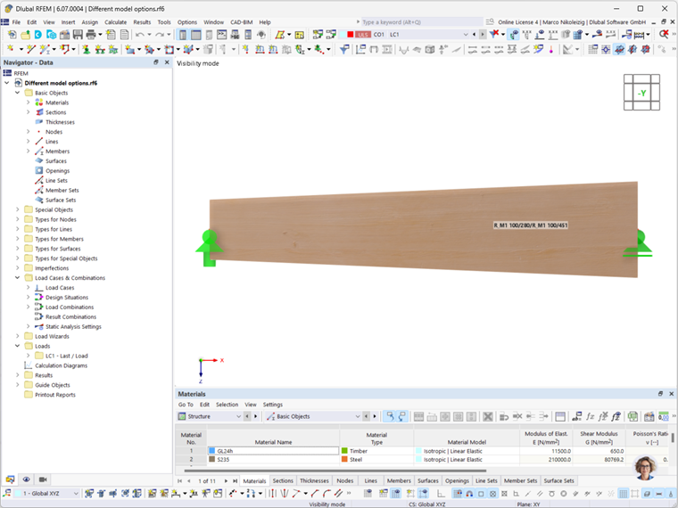FAQ 005585 | What is the meaning of the error message "Incompatible calculation options" for members with linear section distribution (tapers)?