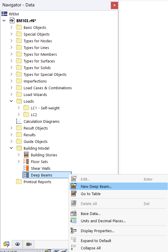 Creating Wall-Like Beam via Navigator Shortcut Menu