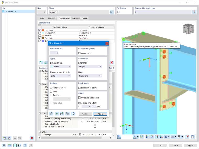 Dimension Settings and Snap Positions