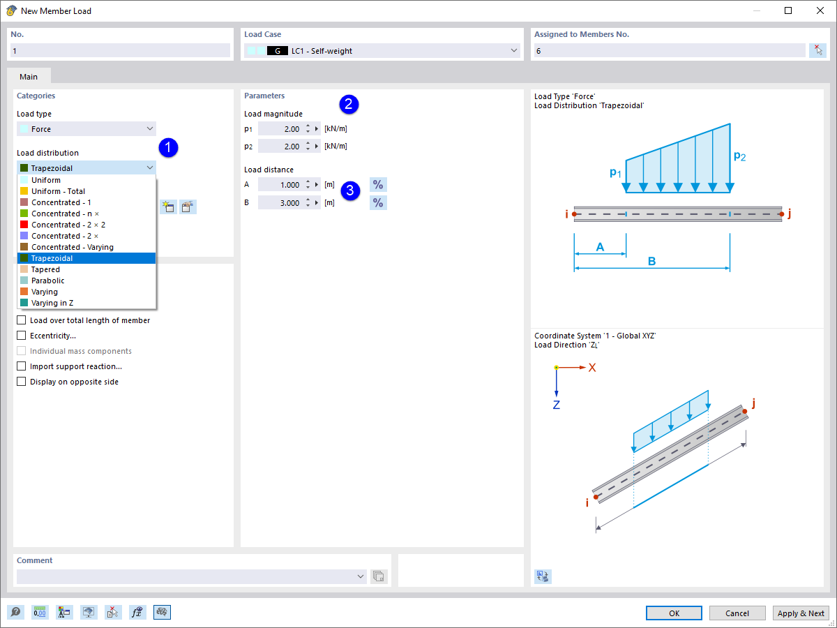 Defining Distributed Load for Part of Member