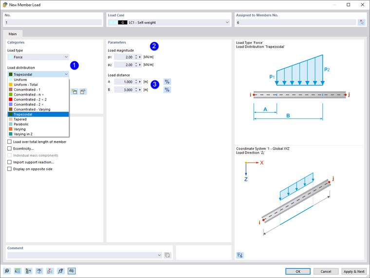 Defining Distributed Load for Part of Member