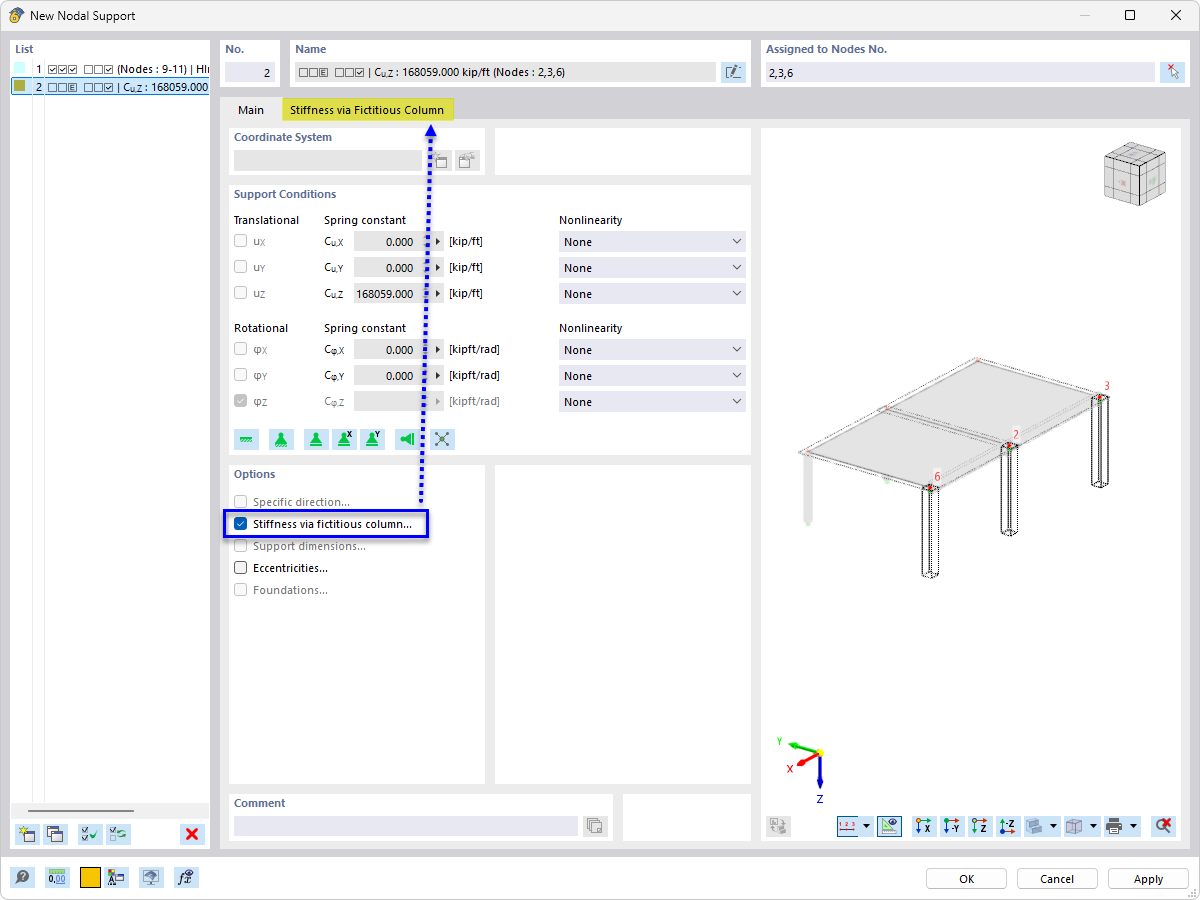 Determining Stiffness by Program Using Fictitious Column