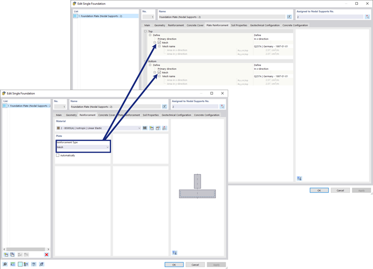 Concrete Foundations | Plate Reinforcement Register in Case of Reinforcement Type Mesh