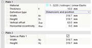 Defining Plates via Dimensions and Position
