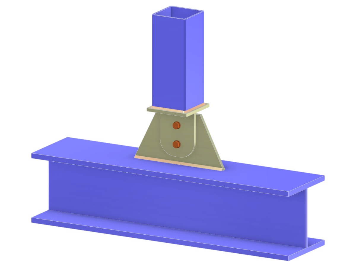 Model 005197 | Truss T-Joint | Vertical to Chord Connection via Gusset Plate, Tongue Plate, and Cap Plate