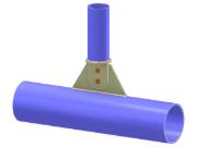 Model 005198 | Truss T-Joint | Vertical to Chord Connection via Gusset Plate, Tongue Plate, and Cap Plate