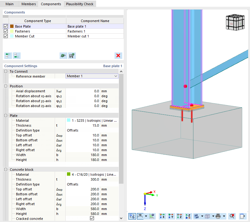 Detailed View of Base Plate in Steel Joints Add-on