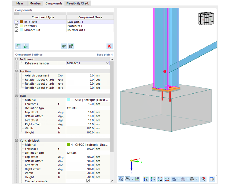 Detailed View of Base Plate in Steel Joints Add-on
