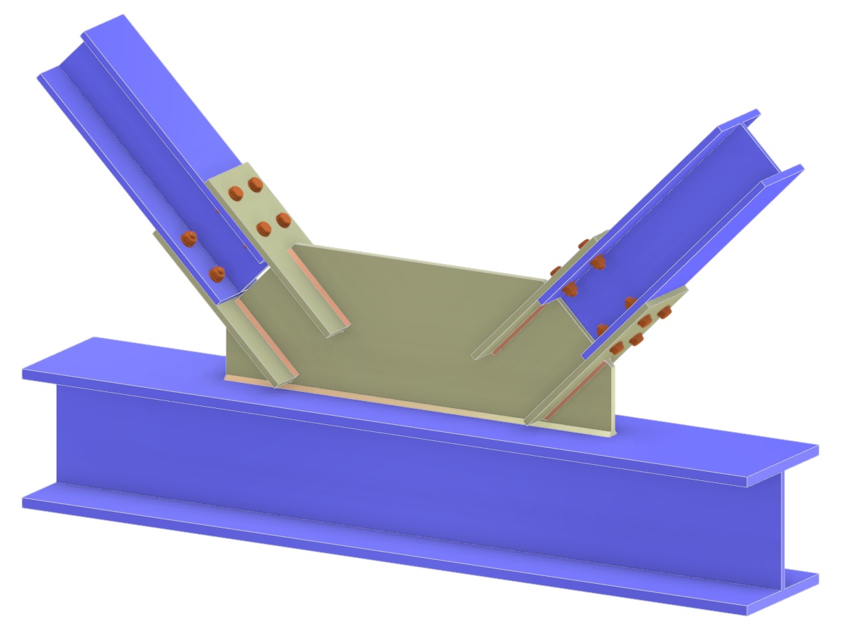 Model 005271 | Truss K-Joint | Diagonals to Chord Connection via Gusset Plate and Fin Plate