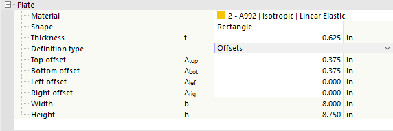 Defining Properties of Plate