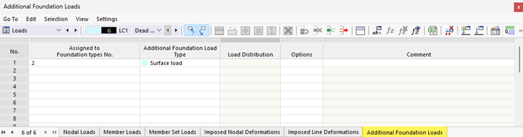 Concrete Foundations | Additional foundation load in the Loads table
