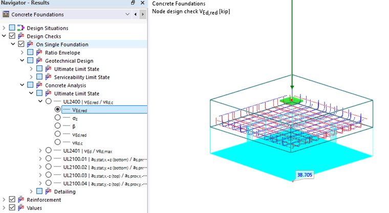 Graphic display of concrete foundations with structural explanation and cross-sectional analysis.
