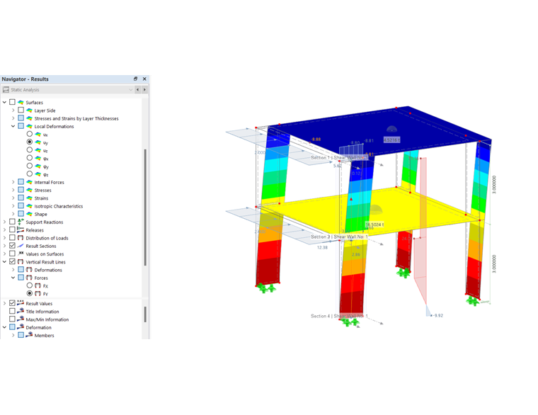 Vertical result lines show result distributions in Building Model.