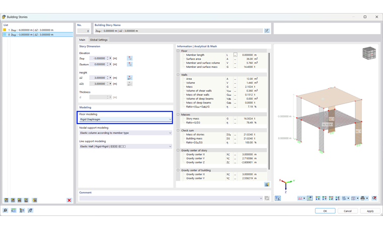 Story Modeling Rigid Plane