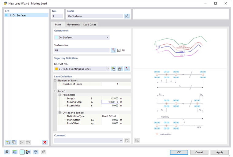 Dialog Box "New Load Wizard | Moving Loads"