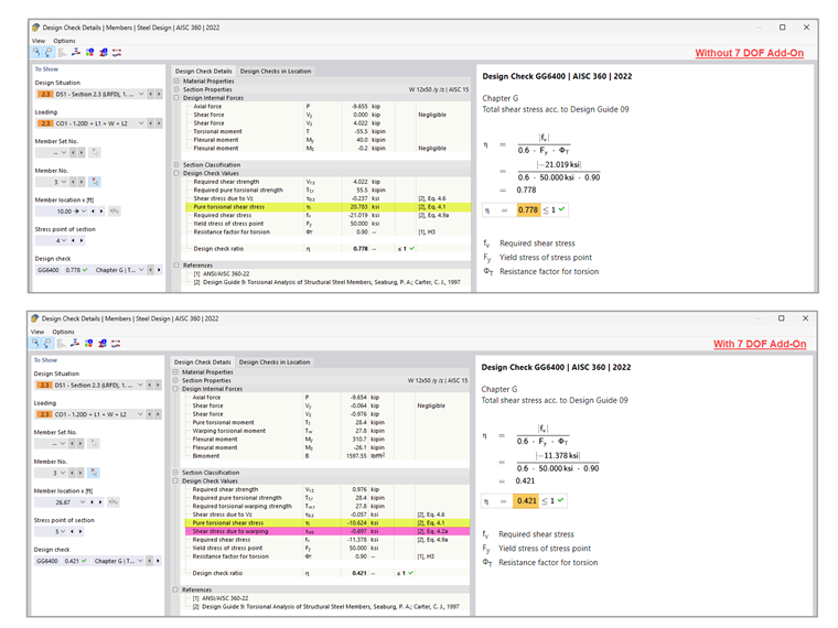 KB 001911 | Torsional Analysis According to AISC DG 9 with 7 DOF Add-on