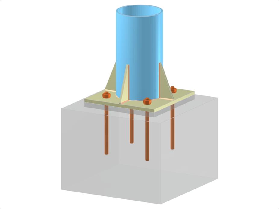 Model 005416 | Column Base Plate with Ribs and Anchoring