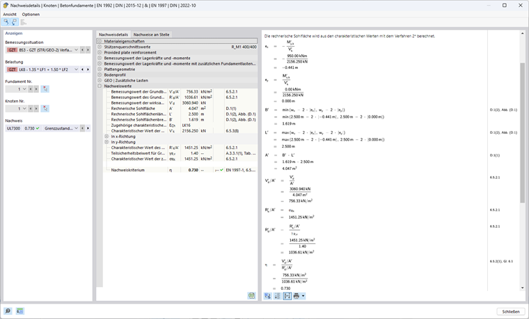Display of a structural analysis model with adjustment using Standard Method 2 for load calculation.