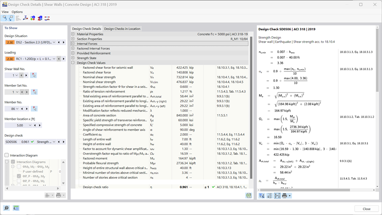 Design check details in structural engineering software