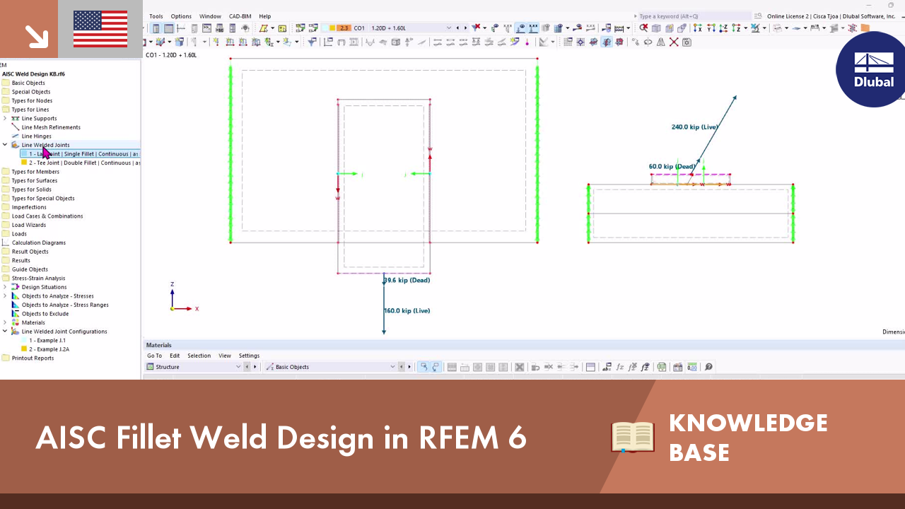KNOWLEDGE BASE | AISC Fillet Weld Design in RFEM 6
