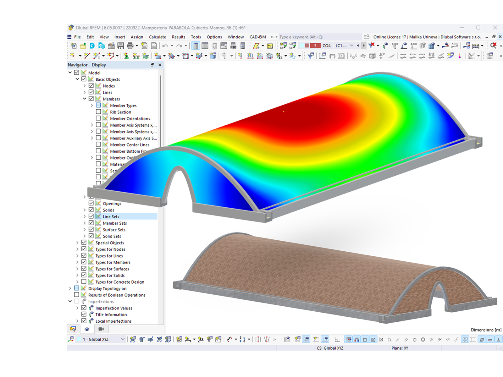Masonry arch hall highlighting the combination of masonry with a reinforced concrete main structure in an engineering design context.