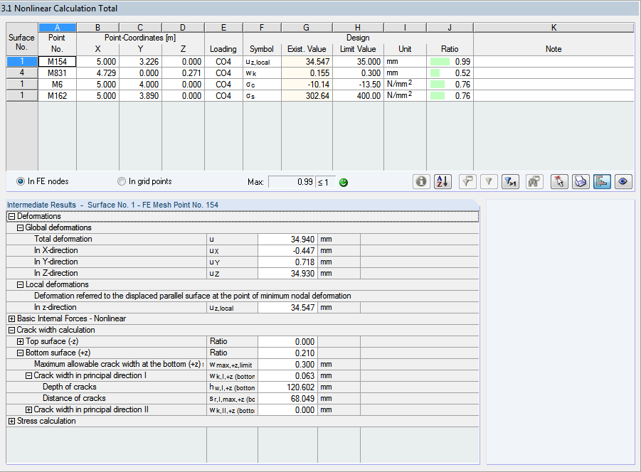 Screenshot of a dialog box for controlling nonlinear general calculations