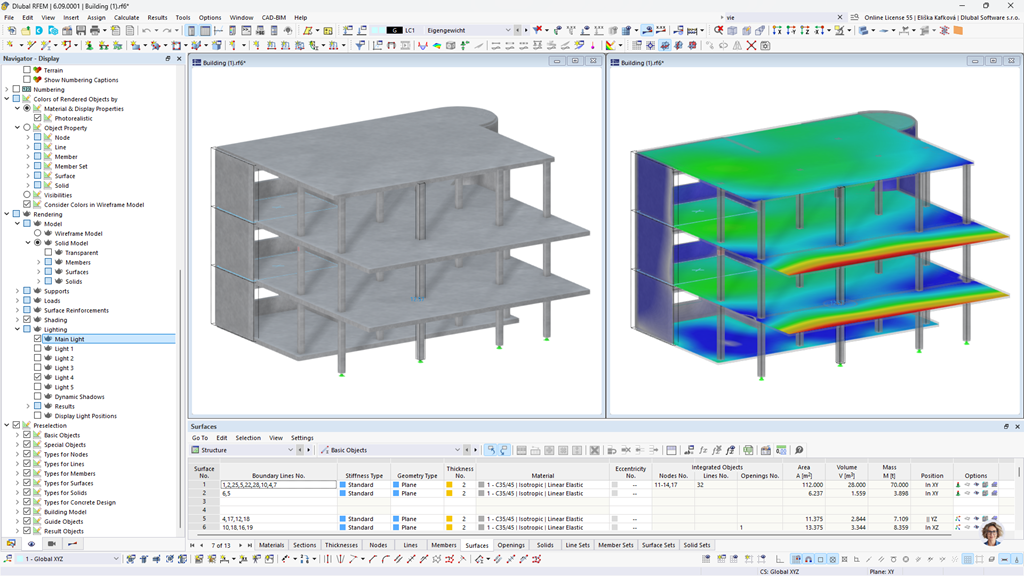 Building simulation output showcasing analytical data and computed model results.