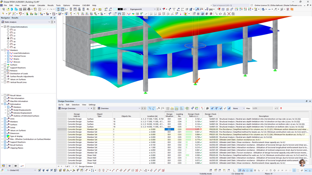 Results table display | Numerical output from a building model add-on interface