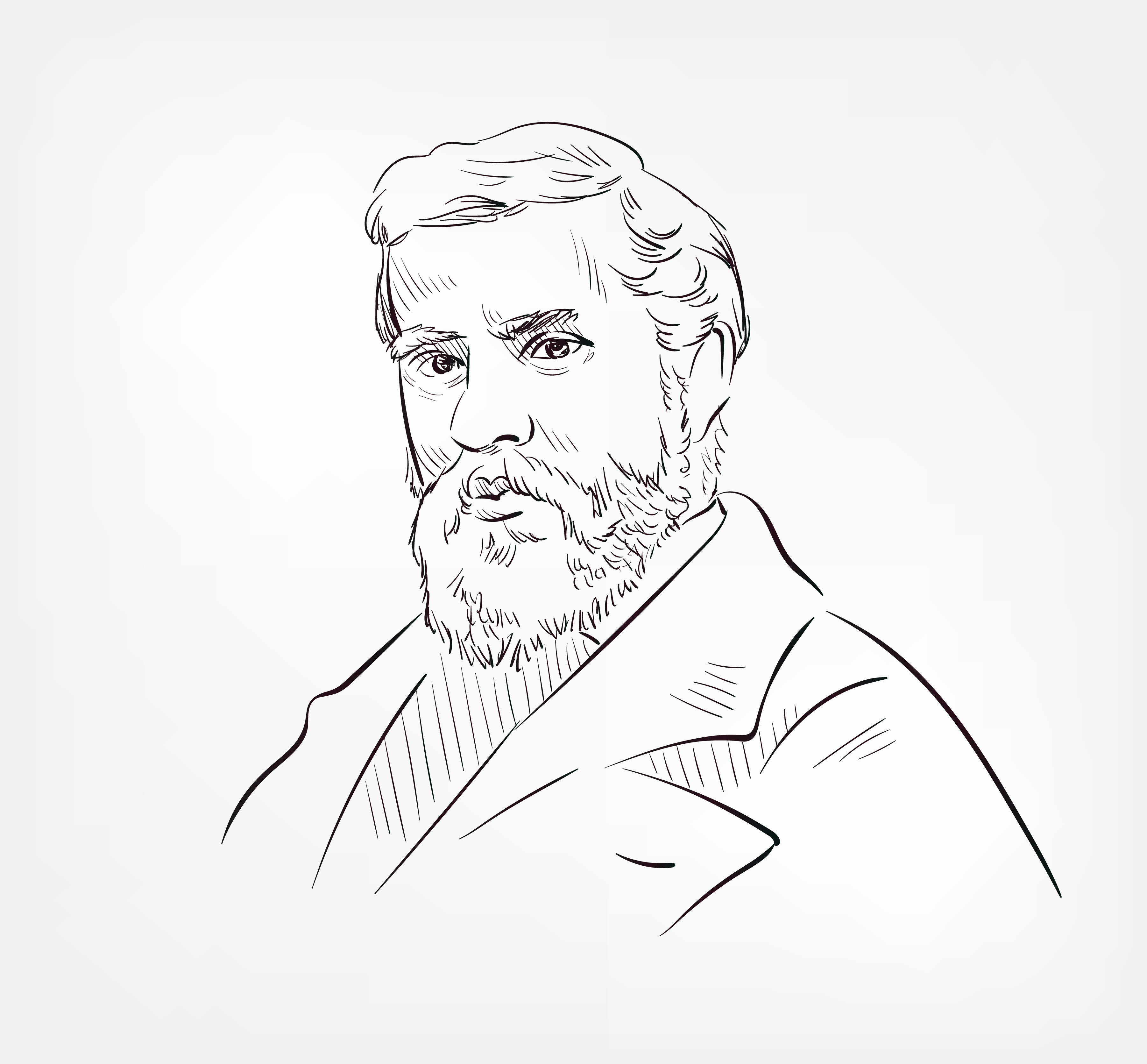 Portrait of the Catalan architect Antoni Gaudí, known for his Modernisme style in Barcelona.