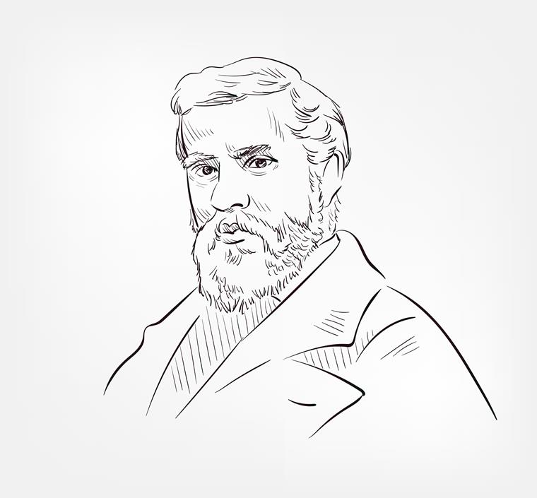 Portrait of the Catalan architect Antoni Gaudí, known for his Modernisme style in Barcelona.