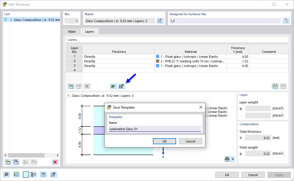 Save layer composition as template | Saving glass composition