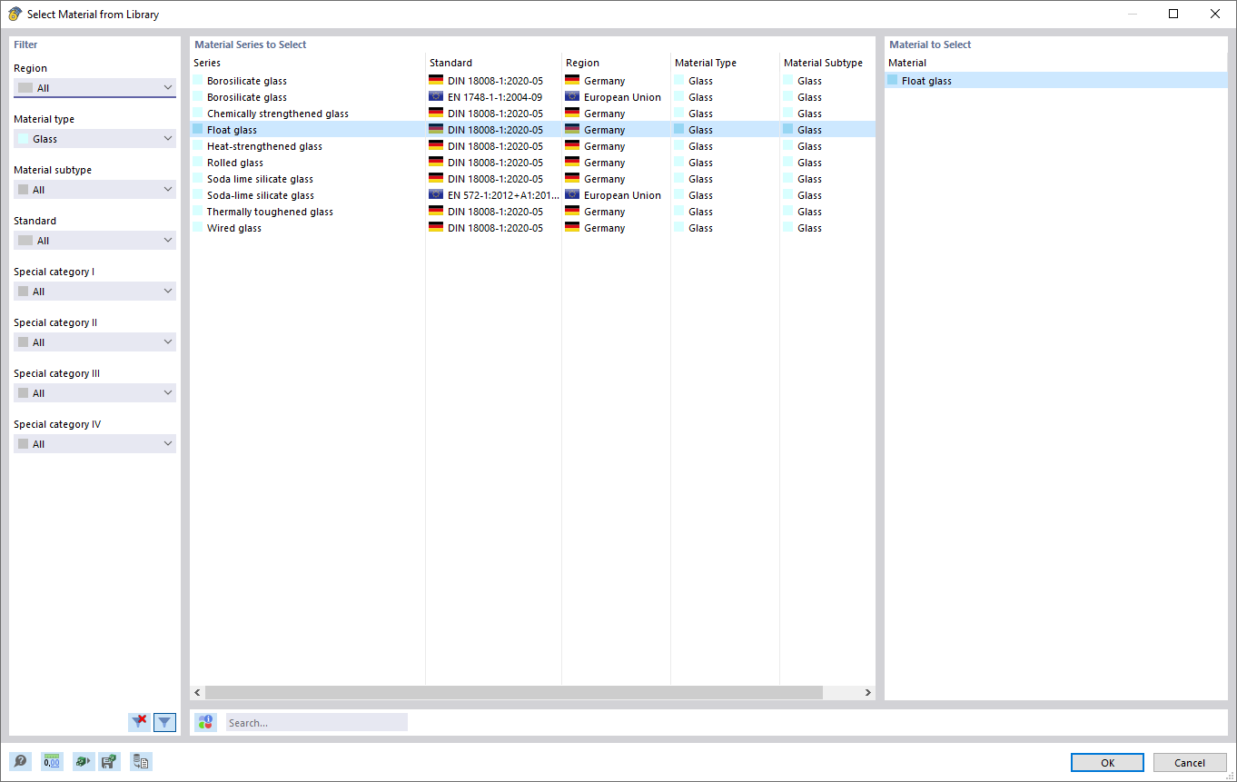Glass material library | Selection of glass and foil materials