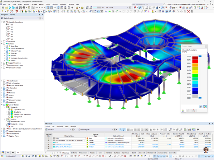 Deformations on RFEM Model of Airport Terminal | © EQUILIBRIUM