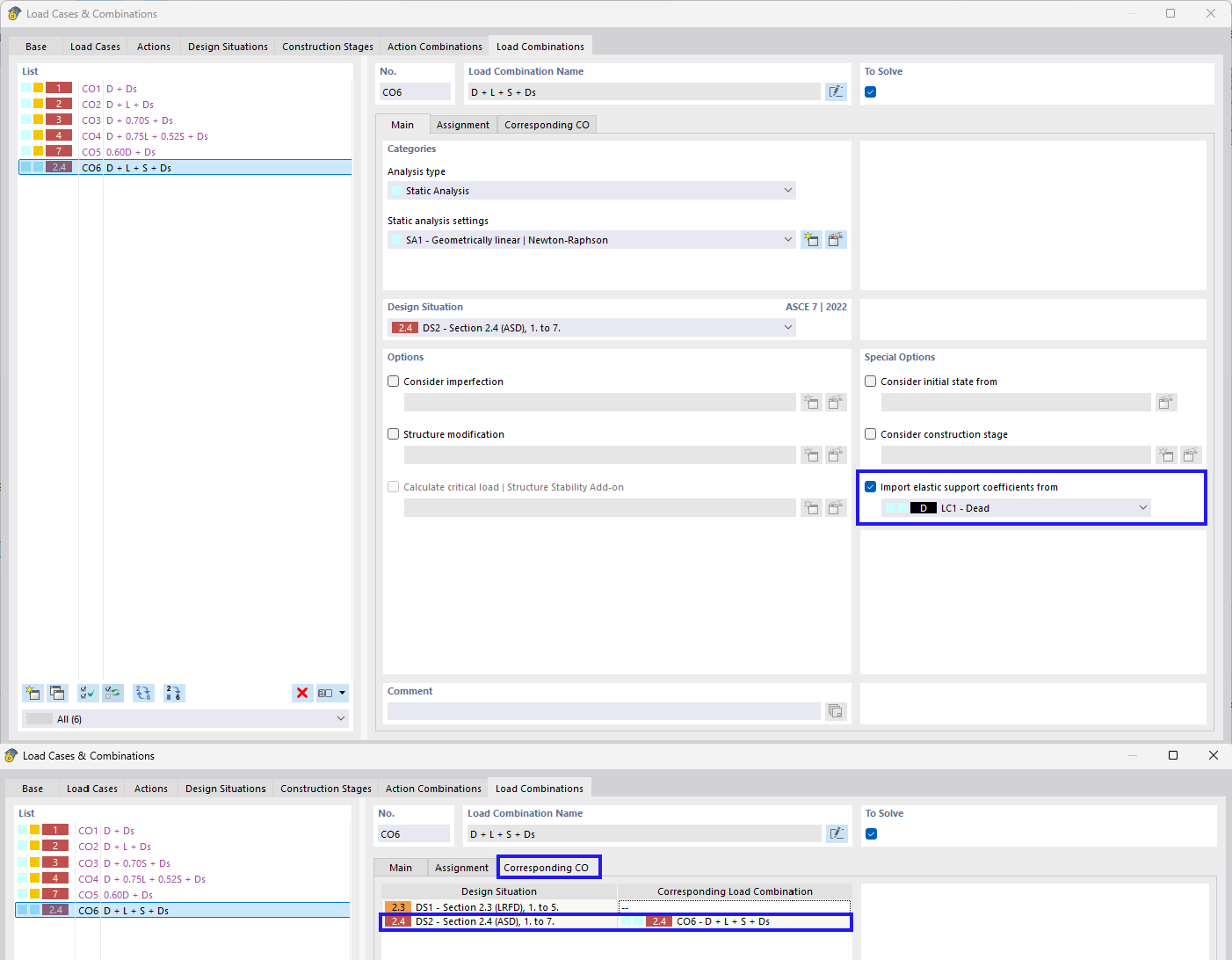 Automatic import of elastic support coefficients | Soil-structure interaction | Foundation coefficients and load combinations