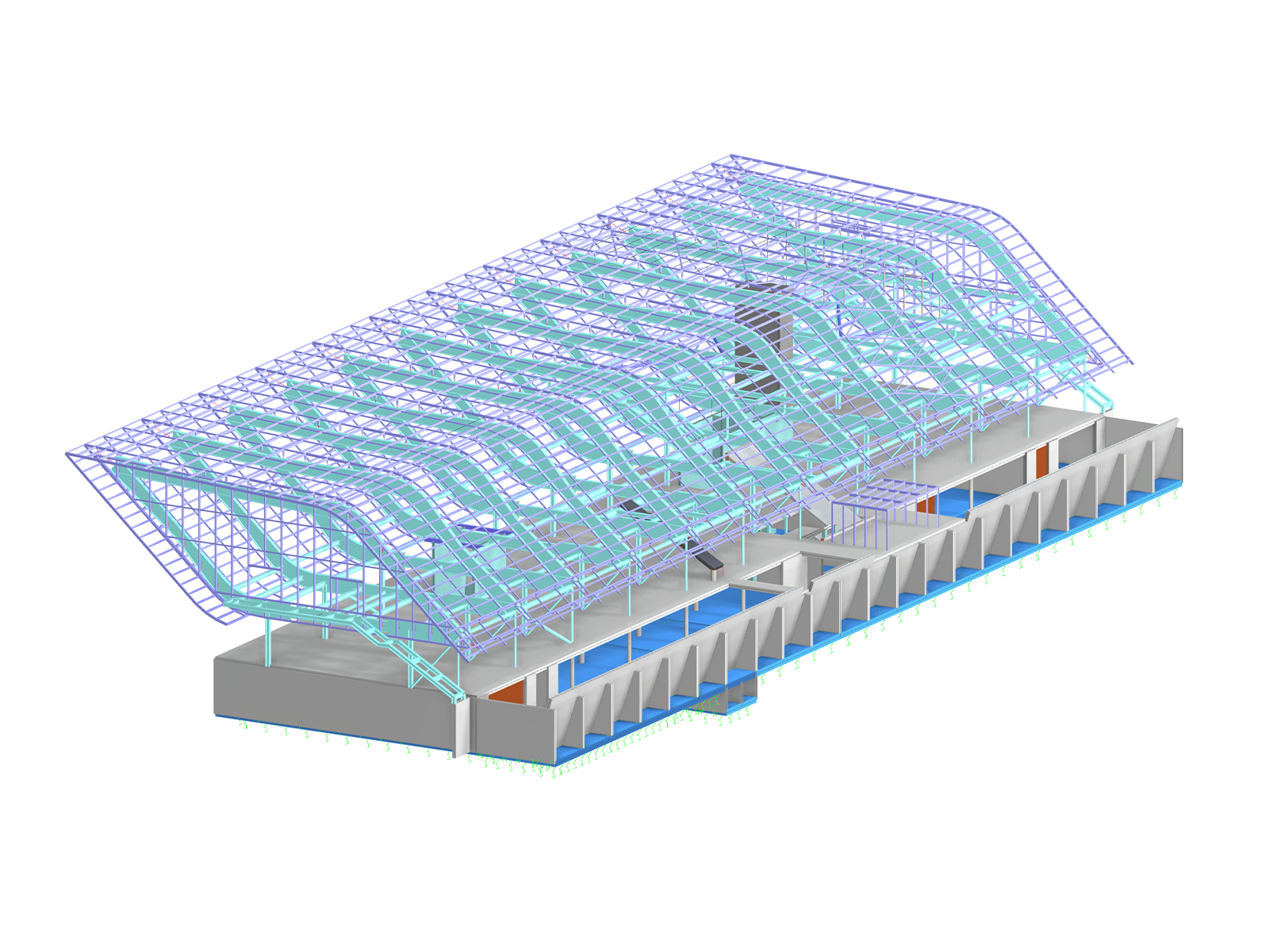 RFEM Model of BORA Flagshipstore in Herford with 3D Section View and Floating Design
