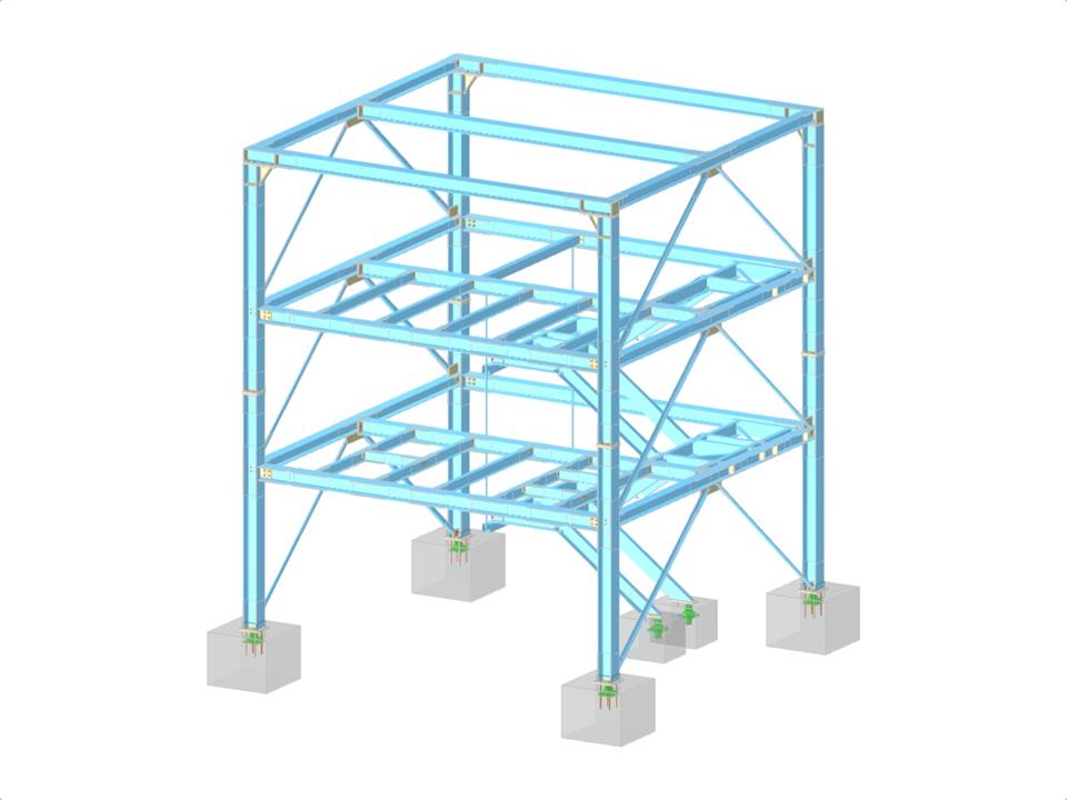 Steel tower with integrated staircase, detailed steel joints, and robust foundation.