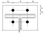 Key dimensions for the T-stub row1 and steel joints add-on in RFEM 6