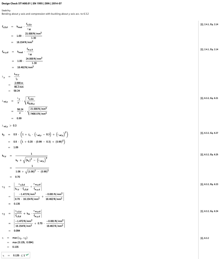 Stability analysis of a beam panel as a timber panel wall according to Eurocode 5, Case KB 001923