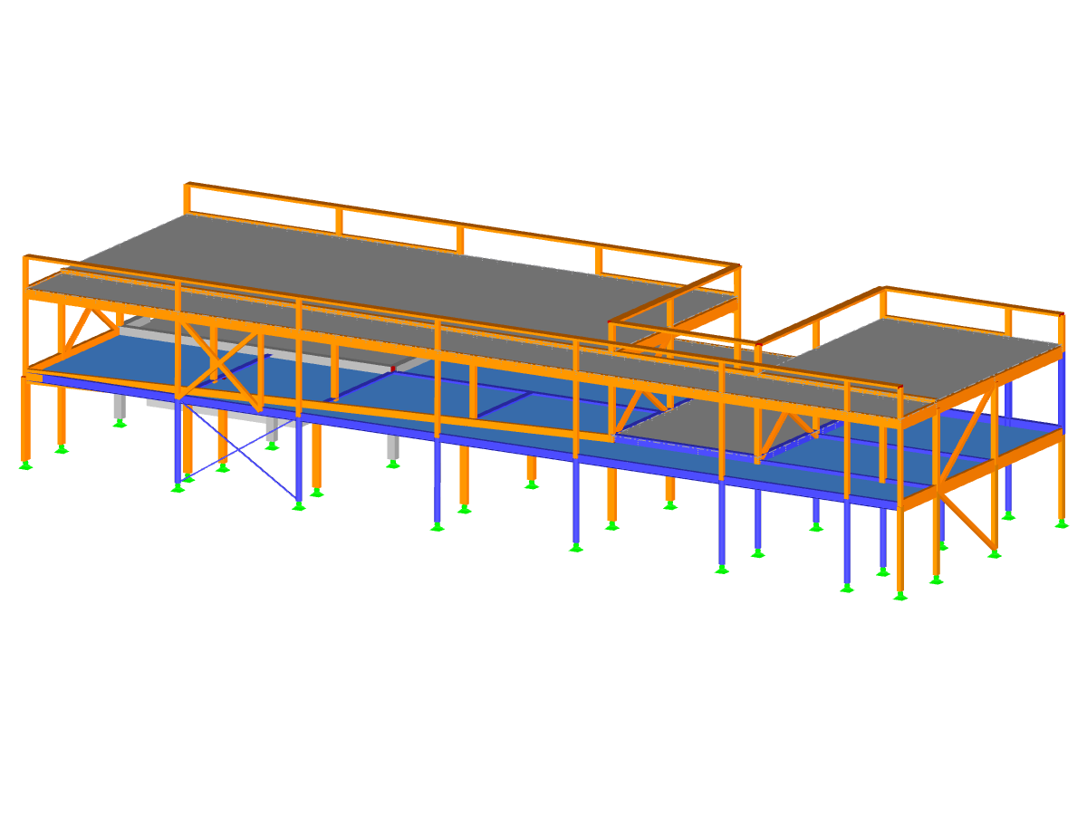 Model 005565 of Building D in La Rochelle, Lavoisier Campus and timber truss structure