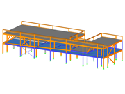 Model 005565 of Building D in La Rochelle, Lavoisier Campus and timber truss structure