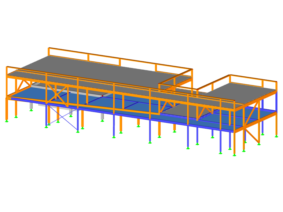Model 005565 of Building D in La Rochelle, Lavoisier Campus and timber truss structure