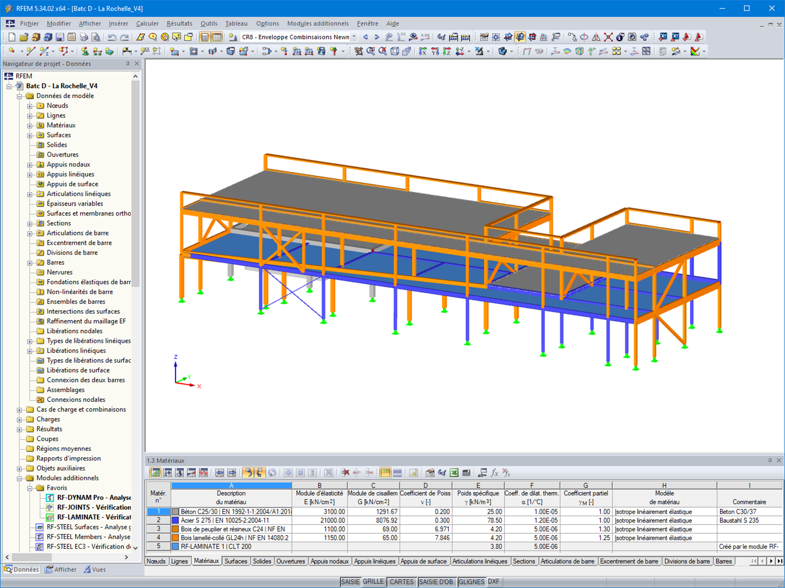 Model of Building D | School complex in La Rochelle | Composite timber-metal structure, timber-concrete slab