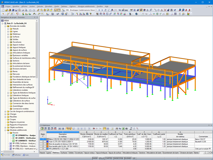 Model of Building D | School complex in La Rochelle | Composite timber-metal structure, timber-concrete slab